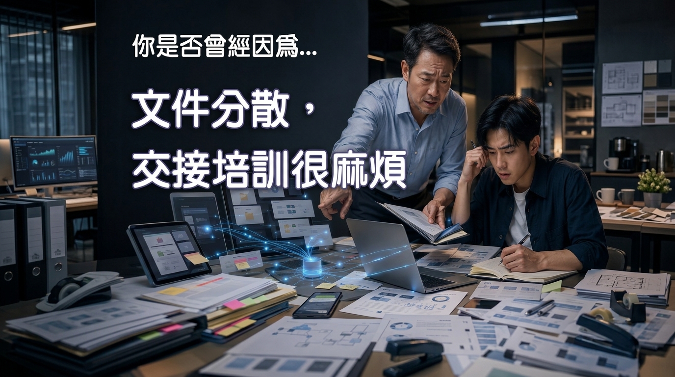 文件分散，交接培訓很麻煩
